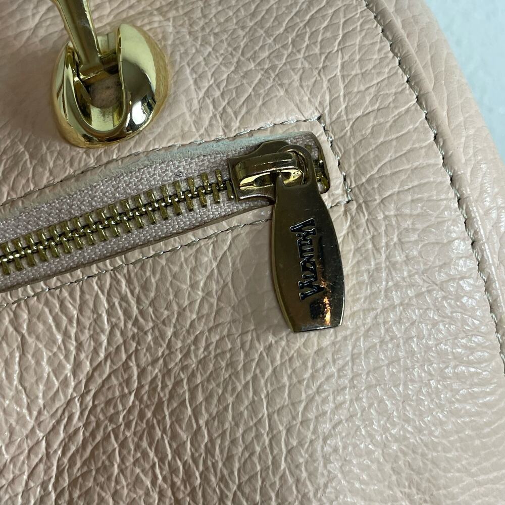 Valentina Genuine Leather Italy Peach Pale Purse Satchel Shoulder Bag‎ Feet - Picture 6 of 10